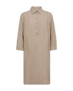 beige kjole i hør Freequent FQLALUNA-DRESS Sand melange