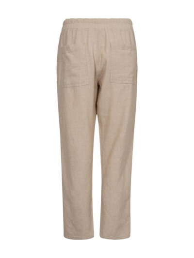 baglommer på beige hørbukser Freequent Sand melange FQLAVA-PANTS