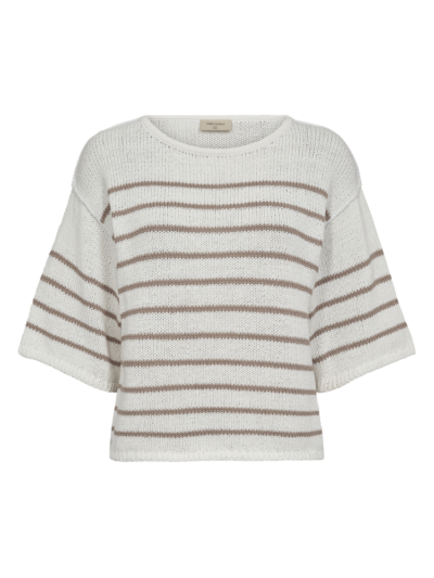 Freequent FQGRANDE-PULLOVER | Brilliant White w Simply Taupe