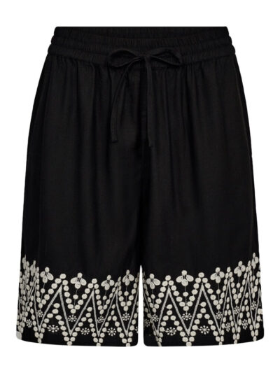 sorte shorts med broderi Freequent Black w. Moonbeam FQLINUS-SHORTS