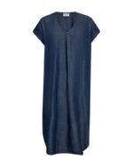 lang blå denimkjole med korte ærmer. Freequent FQRENNA-DRESS Medium Blue Denim