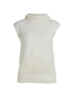 hvid strikvest med høj krave. NÜ Alexa Top knit Bone