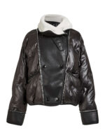kort sort jakke i pufferstil med teddykrave. NÜ Arisa Jacket Black