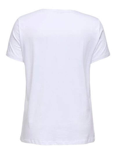 ryggen af hvid t-shirt med 4 hunde på fronten. ONLY Carmakoma CARWINCE Tee