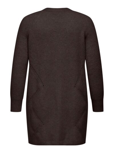 ryggen af lang cardigan i brun ONLY Carmakoma CARWHITNEY Long Cardigan