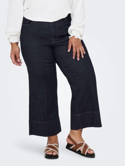 mørkeblå jeans ONLY Carmakoma CARWILLY Wide Jeans Dark Blue Denim