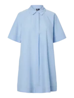 blå skjortekjole PIECES PCTONJA 2/4 Short Shirt Dress Cashmere Blue