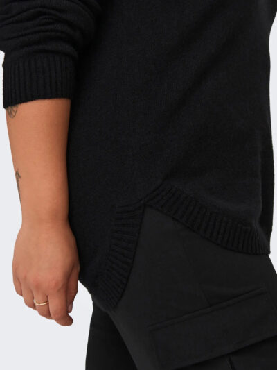 buet kant forneden på sort strik med v-hals ONLY Carmakoma CARMARGARETA Pullover Black