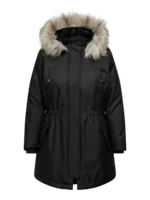 sort vinterjakke med pelskant på hætte. ONLY Carmakoma CARIRENA Parka Coat Black