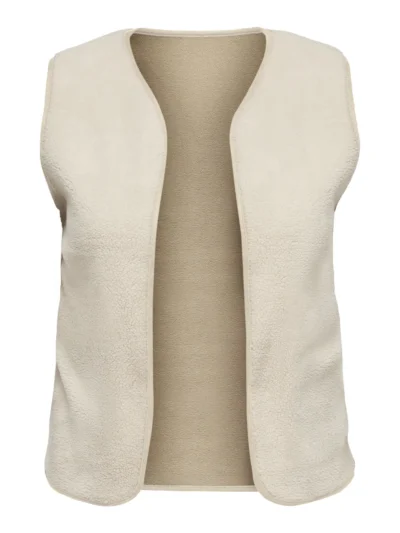 beige åben teddy vest ONLY Carmakoma CARBELISA Teddy Waistcoat Birch