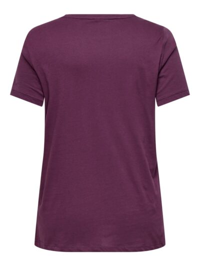 ryggen af kortærmet lilla t-shirt med en hund på fronten. ONLY Carmakoma CARWINCE Tee