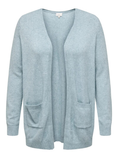 åben lyseblå cardigan mellemlang ONLY Carmakoma CARESLY Open Cardigan Arona