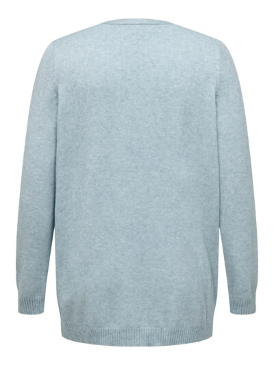 ryggen af åben lyseblå cardigan mellemlang ONLY Carmakoma CARESLY Open Cardigan Arona