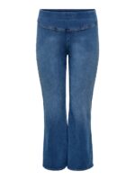 blå jeans med bred elastik i taljen. ONLY Carmakoma CARROYAL Flared Legging Medium Blue Denim