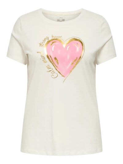 ONLY Carmakoma CARSIMONE LIFE SS O-NECK  JRS | Cloud Dancer/ Heart