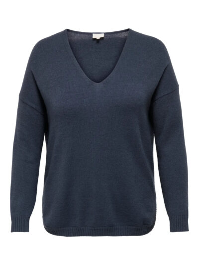 navy blå strik med v-hals ONLY Carmakoma CARMARGARETA Pullover Ombre Blue