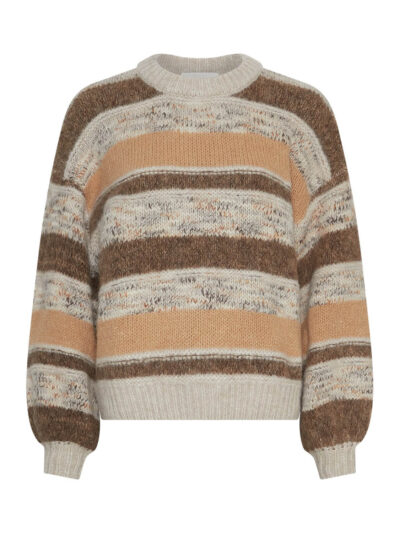 stribet strik i brune nuancer MOSS Copenhagen MSCHConstance Pullover STP
