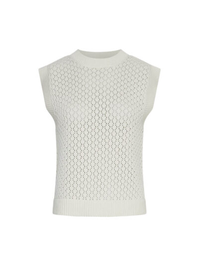 hvid strik vest med hulmønster. MOSS Copenhagen MSCHDaina Vest