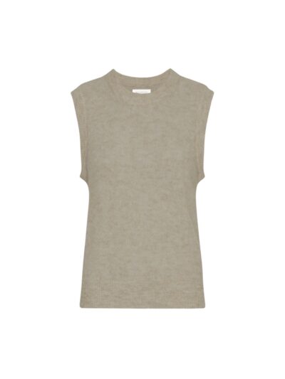 beige vest i strik MOSS Copenhagen MSCHHope Vest Fog Melange