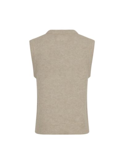 ryggen af beige vest i strik MOSS Copenhagen MSCHHope Vest Fog Melange