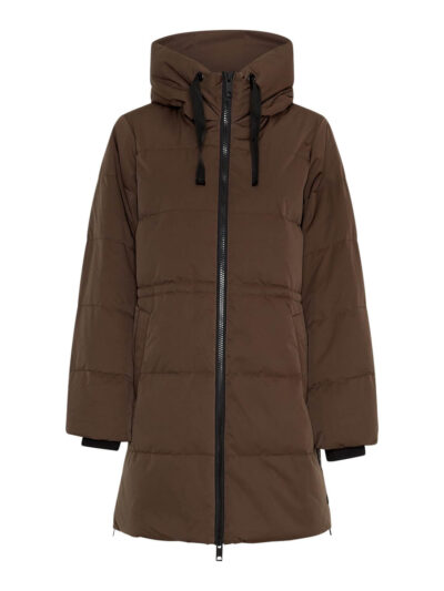 lang brun vinterjakke med lynlås MOSS Copenhagen MSCHMola Pavine Down Jacket