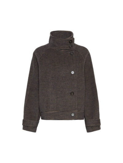 kort jakke med høj hals og knaplukning i siden. MOSS Copenhagen MSCHPamela Jacket CHK