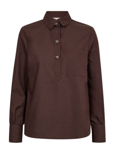 brun skjorte med halv knaplukning Freequent FQFLYNN-SH Coffee Bean