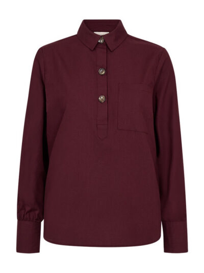 vinrød skjorte med halv knaplukning Freequent FQFLYNN-SH Port Royale