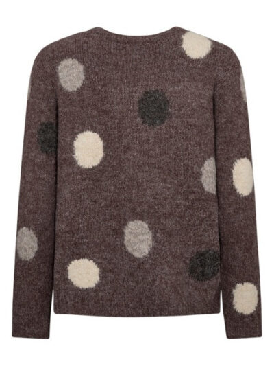 ryggen af brun strik med store prikker Freequent FQLOUISA-PULLOVER Coffee Bean Mel w MoonB Mel