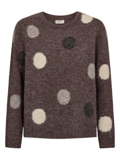 brun strik med store prikker Freequent FQLOUISA-PULLOVER Coffee Bean Mel w MoonB Mel