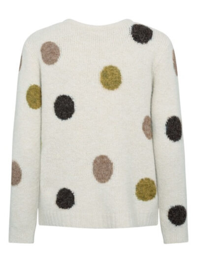 ryggen af hvid strik med farvede store prikker. Freequent FQLOUISA-PULLOVER Moonbeam mel w A. bronze mel