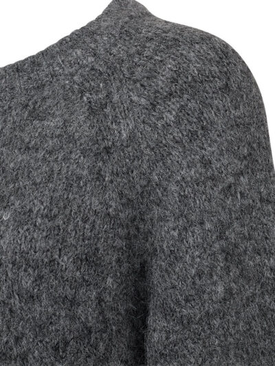 raglanærmer på grå strik Freequent FQGRSLULU-PULLOVER Dark Grey Melange