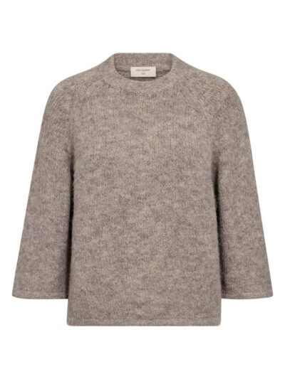 beige strik Freequent FQGRSLULU-PULLOVER Desert Taupe Melange