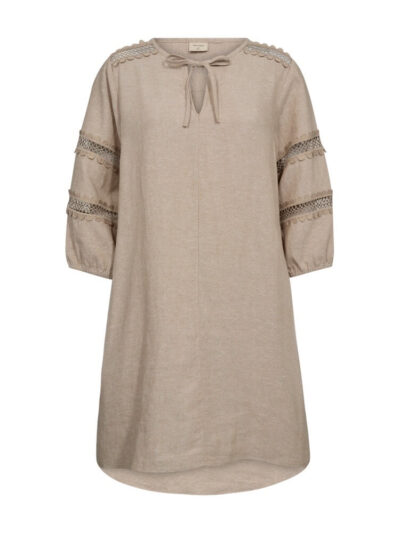 beige hørkjole Freequent FQLALUNA-DRESS Sand melange