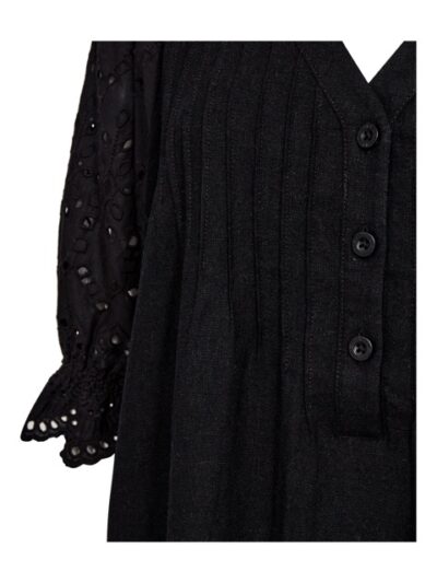 flæseærmer på sort kjole i hør med søde ærmer. Freequent FQLALUNA-DRESS Black