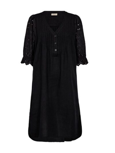 sort kjole i hør med søde ærmer. Freequent FQLALUNA-DRESS Black