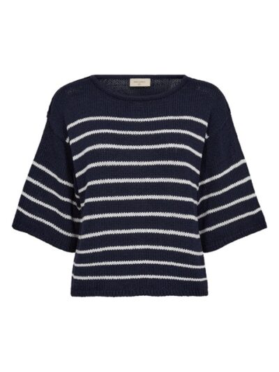 stribet strik bluse i blå med hvide striber. Freequent FQGRANDE-PULLOVER Navy Blazer w. Brilliant White