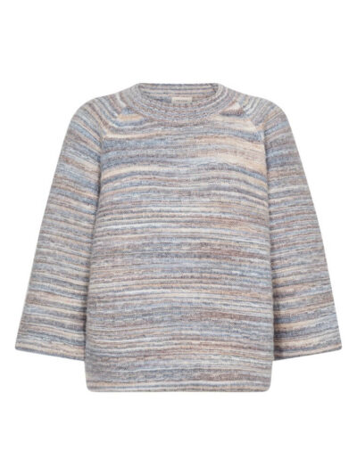 blå strik med struktur Freequent FQGRSCLAS-PULLOVER Star Off-white w. Baby blue