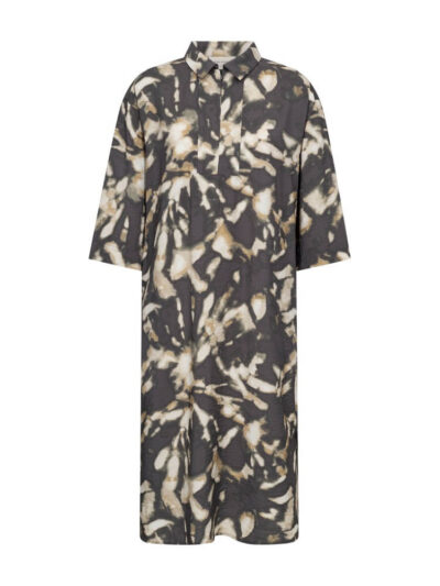 mønstret kjole med lommer. Freequent FQNUNU-DRESS Asphalt w. Antique Bronze
