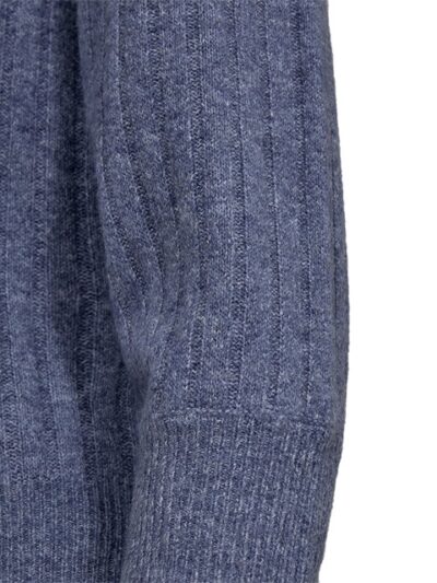 ærme med ribkant på blå strik med struktur Freequent FQHARA-PULLOVER Vintage Indigo Melange