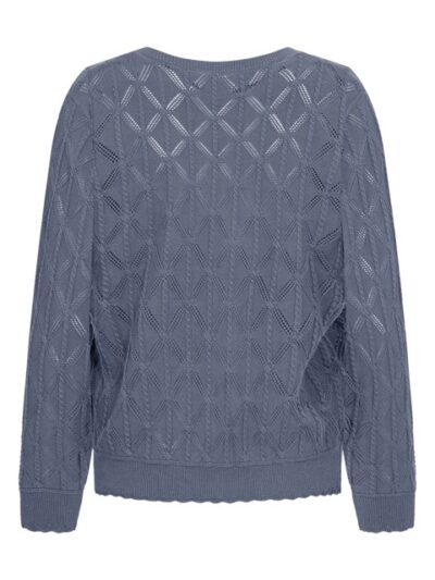 ryggen af blå strik med v-hals Freequent FQDODO-PULLOVER Vintage Indigo