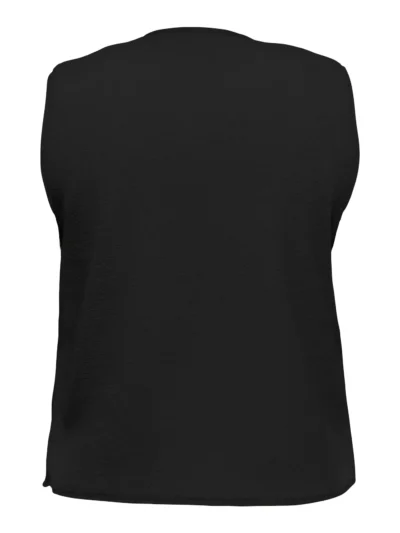 ryggen af sort åben teddy vest ONLY Carmakoma CARBELISA Teddy Waistcoat Black