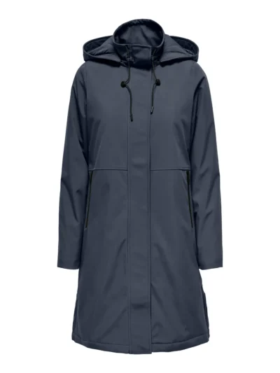 lang navy blå regnjakke ONLY Carmakoma CARKARA Life Parka Ombre Blue
