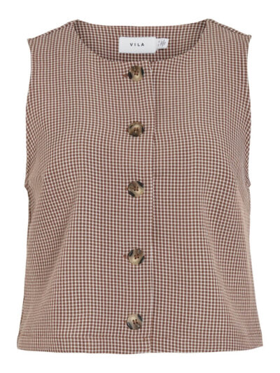 ternet vest i neutrale nuancer med knaplukning. VILA VIJUO Vest Birch Pinecone