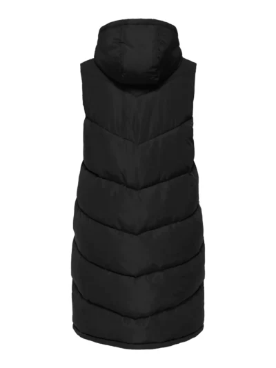 ryggen af lang sort vest vatteret ONLY Carmakoma CARALINA Long Waistcoat Black