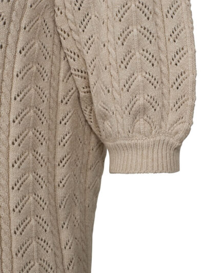 ballonærmer på beige kortærmet strik Freequent FQCLARRY-PULLOVER sand Melange