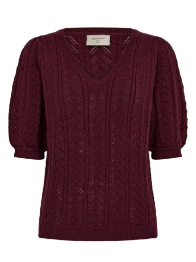 bordeaux rød kortærmet strik. Freequent FQCLARRY-PULLOVER Port Royale