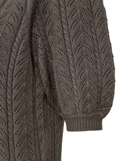 ballonærmer på brun kortærmet strik Freequent FQCLARRY-PULLOVER Morel Melange