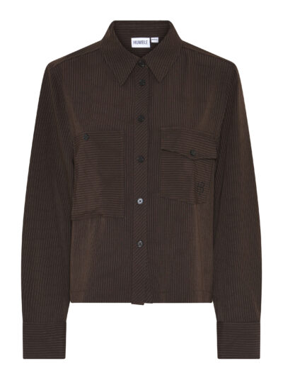 brun skjorte med diskrete striber. Humble MyaHbs shirt dark brown combi