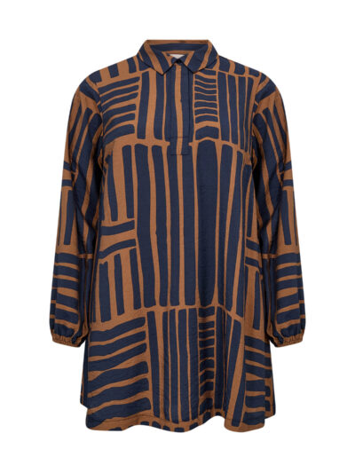 mønstret tunika i navy blå og brun. Wasabi WA-SKY 2 Tunika Navy Blazer Combi
